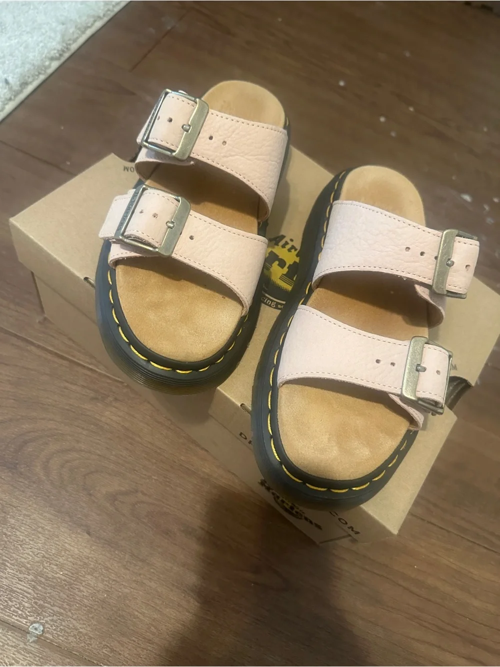 Dr. Martens Josef Powder Pink Dual Buckle Slide Sandals - Picture 4 of 4